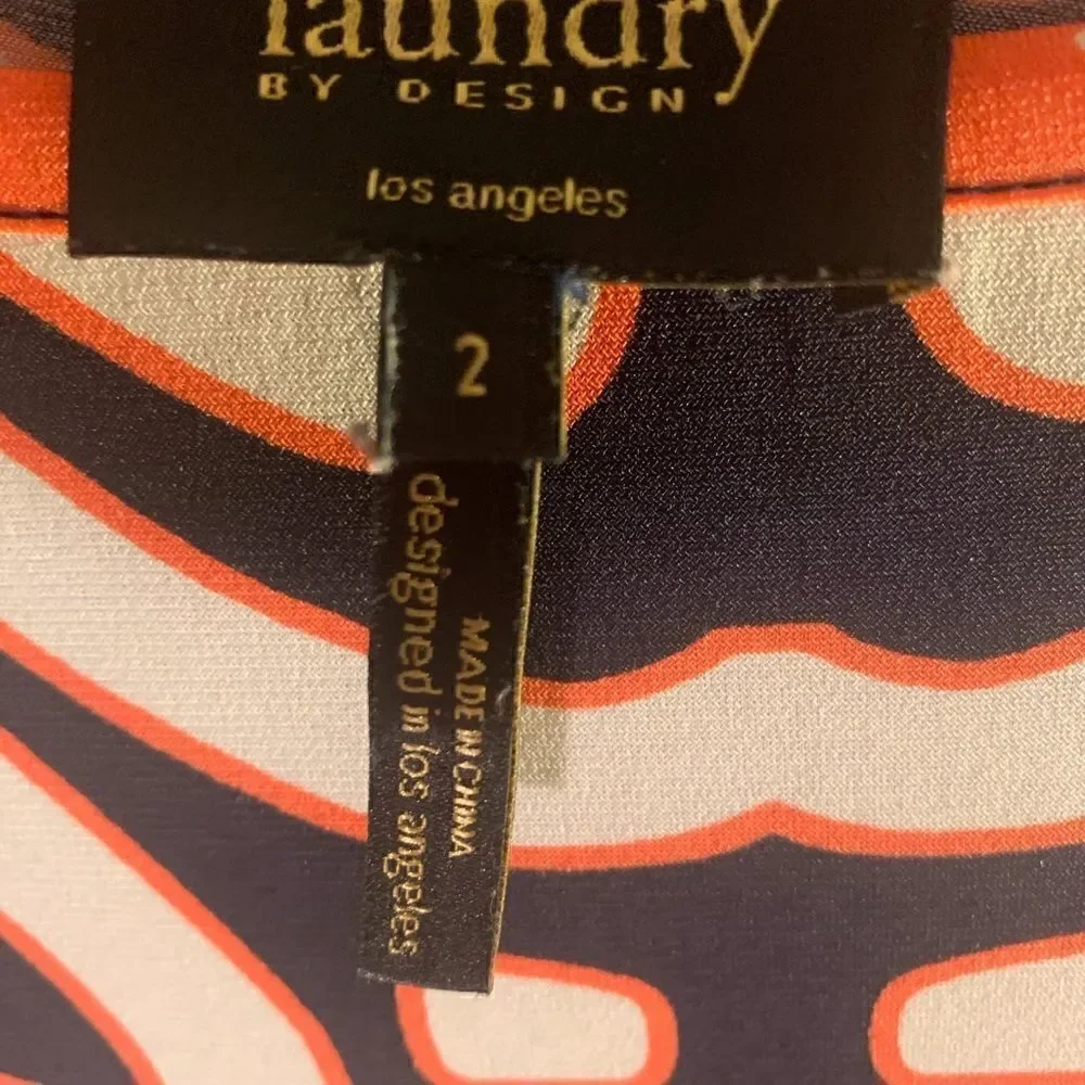 Laundry by Design Orange and Blue Geometric Dress Size 2 - Picture 3 of 7